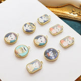 Alloy Retro Cat Head Matte Pendant DIY Earrings Bag Material