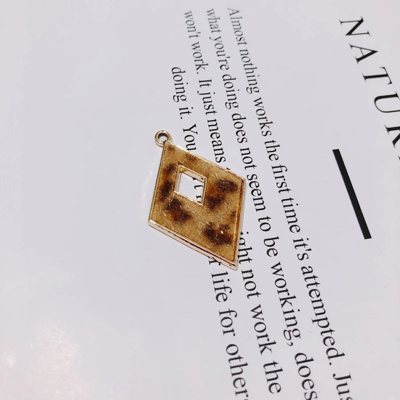 Alloy Rhombus Pendant Necklace DIY Earring Charms