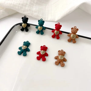 Alloy spray paint bear Mori female jewelry DIY earring pendant