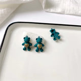 Alloy spray paint bear Mori female jewelry DIY earring pendant