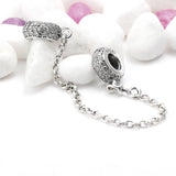 925 Silver Wire Bead Safety Chain with CZ for Bracelet