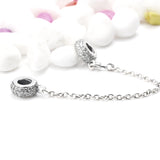 925 Silver Wire Bead Safety Chain with CZ for Bracelet