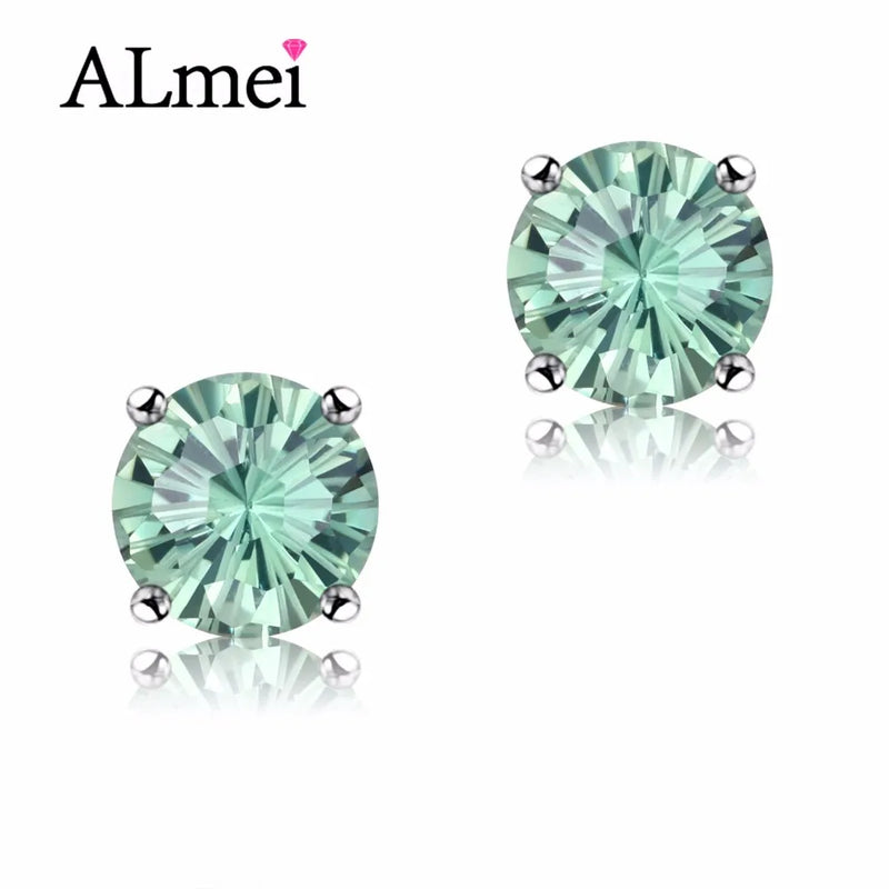 Almei 1.8ct Prasiolite Green Stud Earrings in 925 Sterling Silver