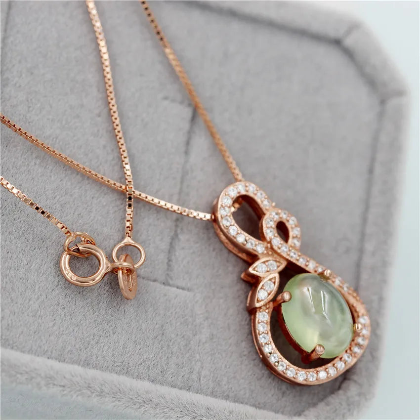 2.3ct Green Prehnite Necklace 925 Silver Vintage Jewelry for Women