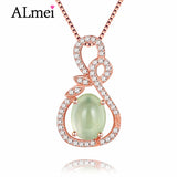 2.3ct Green Prehnite Necklace 925 Silver Vintage Jewelry for Women