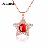 Almei Chalcedony 925 Silver Red Crystal Star Necklace Pendant