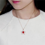Almei Chalcedony 925 Silver Red Crystal Star Necklace Pendant