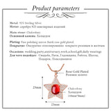 Almei Chalcedony 925 Silver Red Crystal Star Necklace Pendant