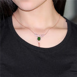 Almei 2ct Green Chalcedony Butterfly Pendant Necklace Tassel Rose 925 Silver