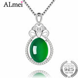 Green Chalcedony Perfume Bottom Necklace 925 Silver