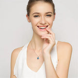 Almei Crystal Rhinestone Heart Pendant Necklace with Gift Box