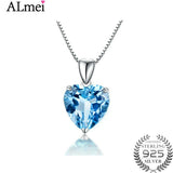 Almei Crystal Rhinestone Heart Pendant Necklace with Gift Box