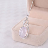 Almei Chalcedony Stone Plant Seed Pendant Necklace 925 Silver CN021