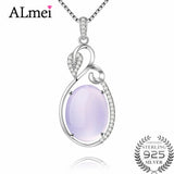 Almei Chalcedony Stone Plant Seed Pendant Necklace 925 Silver CN021