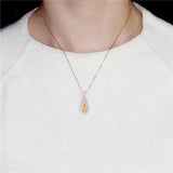 Almei 0.6ct Opal Pendant Necklace 925 Silver Rose Fine Jewelry