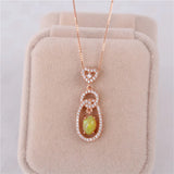 Almei 0.6ct Opal Pendant Necklace 925 Silver Rose Fine Jewelry