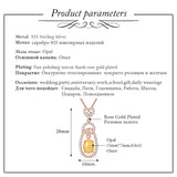 Almei 0.6ct Opal Pendant Necklace 925 Silver Rose Fine Jewelry