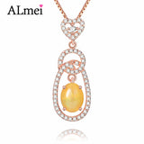 Almei 0.6ct Opal Pendant Necklace 925 Silver Rose Fine Jewelry