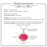 Pink Chalcedony Pendant Necklace 925 Sterling Silver Rose Plated Retro Jewelry