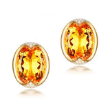 Almei Oval Yellow CZ Silver Stud Earring Costume Jewelry Women LR006