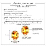 Almei Oval Yellow CZ Silver Stud Earring Costume Jewelry Women LR006