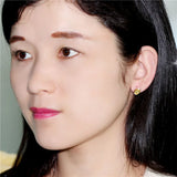 Almei Oval Yellow CZ Silver Stud Earring Costume Jewelry Women LR006