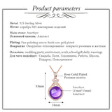 Almei Amethyst Crystal 925 Silver Pendant Necklace for Women