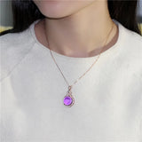 Almei Amethyst Crystal 925 Silver Pendant Necklace for Women