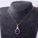 Almei Amethyst Crystal 925 Silver Pendant Necklace for Women