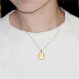 Almei Yellow Citrine Silver Pendant Necklace OL Style