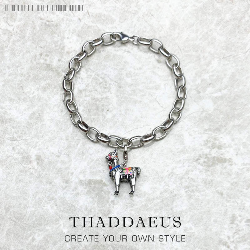 Alpaca Llama Charm Bracelet - 925 Sterling Silver Gift