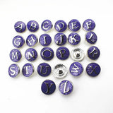 A-Z Purple Enamel Charms Letters Snap Button DIY Jewelry
