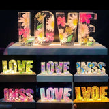 Alphabet Epoxy Resin Mold with LED Light Display Base & Letters Pendant
