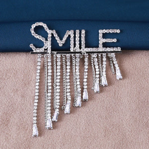 Alphabet Flash Brooch Alloy Smile Tassel Corsage