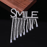 Alphabet Flash Brooch Alloy Smile Tassel Corsage