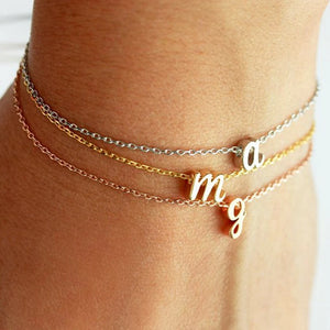 Alphabet Initial Letter Bracelets Bangles Rose Silver Charm Jewelry