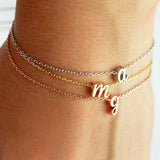 Alphabet Initial Letter Bracelets Bangles Rose Silver Charm Jewelry
