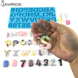 Alphabet Keychain Epoxy Resin Mold English Letters Number Pendants Mould