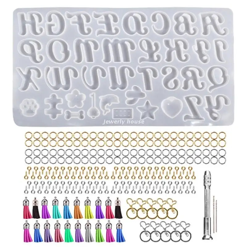 Alphabet Letter Keychain Mold Hand Drill,Jump Rings