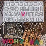 Alphabet Number Resin Molds Silicone Keychain Pendant DIY