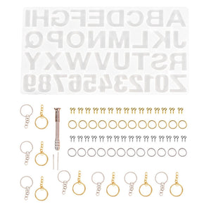 Alphabet Letter Number Resin Molds Silicone Keychain Pendant Casting DIY Craft