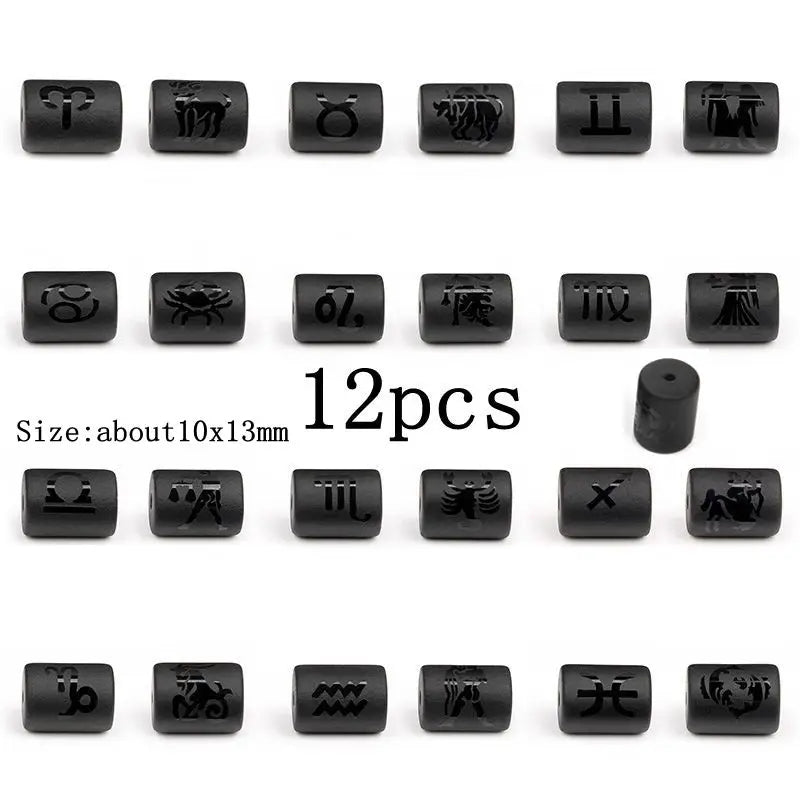 Alphabet Letters Beads Shell 12 Constell Zodiac Charms DIY Pendant