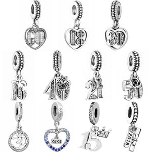 Love Pendant Beads 925 Sterling Silver Charms Fit Bracelet DIY Jewelry