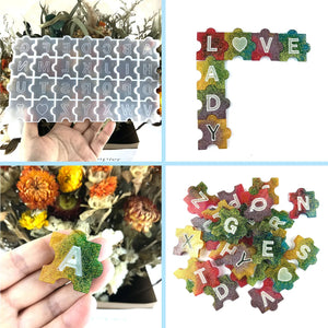 Alphabet Puzzle Game Silicone Mold DIY Letter Pendant Keychain Molds for Resin