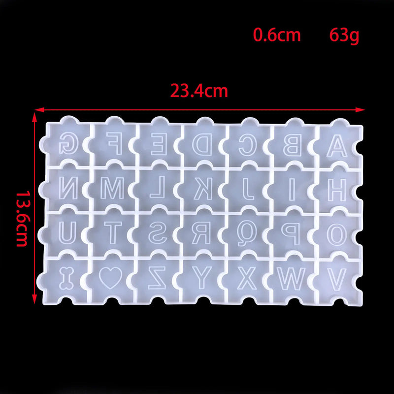 Alphabet Puzzle Game Silicone Mold DIY Letter Pendant Keychain Molds for Resin