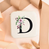 Alphabet Rose Flower Jewelry Box Zipper Travel Case Storage