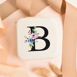 Alphabet Rose Flower Jewelry Box Zipper Travel Case Storage