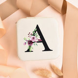 Alphabet Rose Flower Jewelry Box Zipper Travel Case Storage