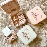 Alphabet Rose Flower Jewelry Box Portable Travel Case Storage