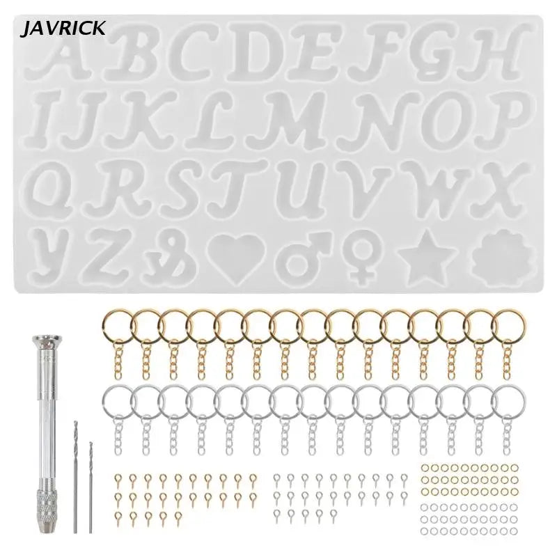Alphabet Silicone Resin Molds Keychain DIY Kit